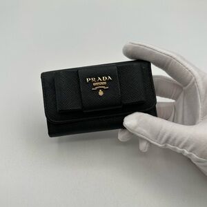 Prada Black Saffiano Leather Key Holder Wallet